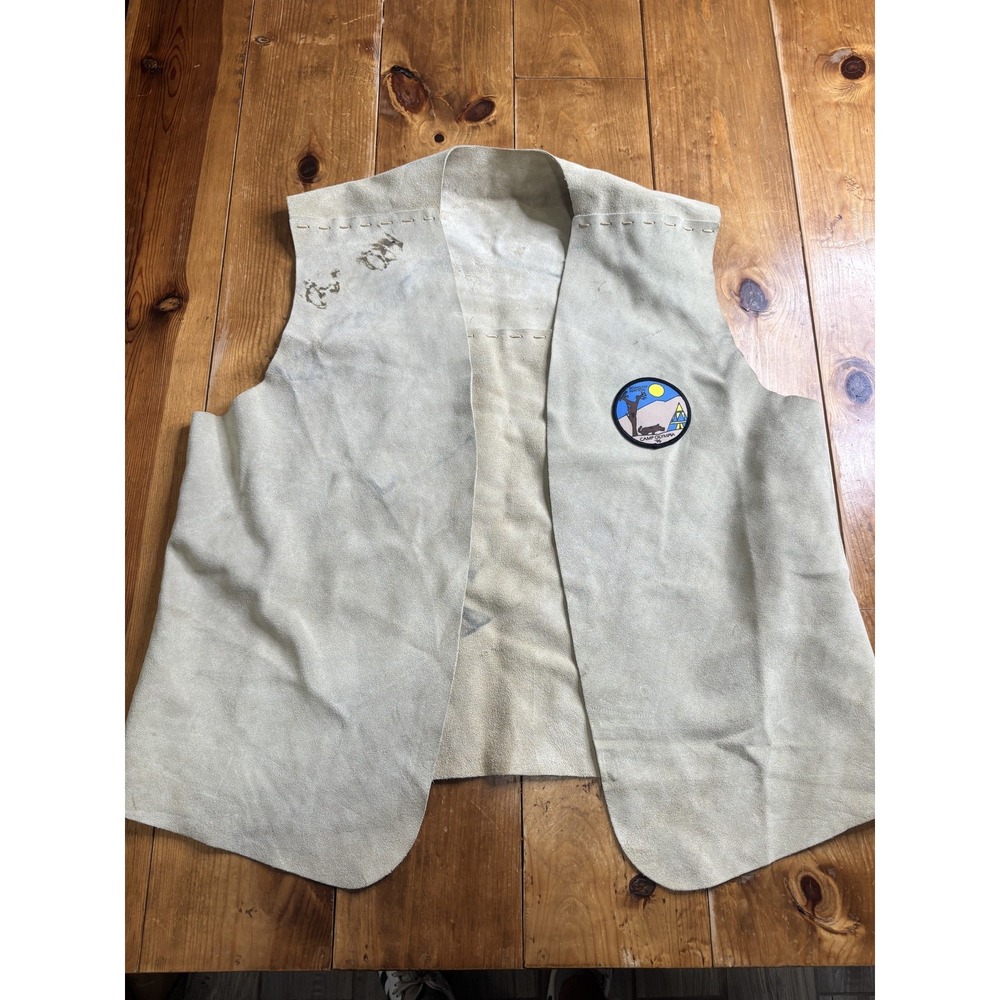 Vintage Handmade Suede Vest Camp Olympia '96 Souvenir Patch Collectible